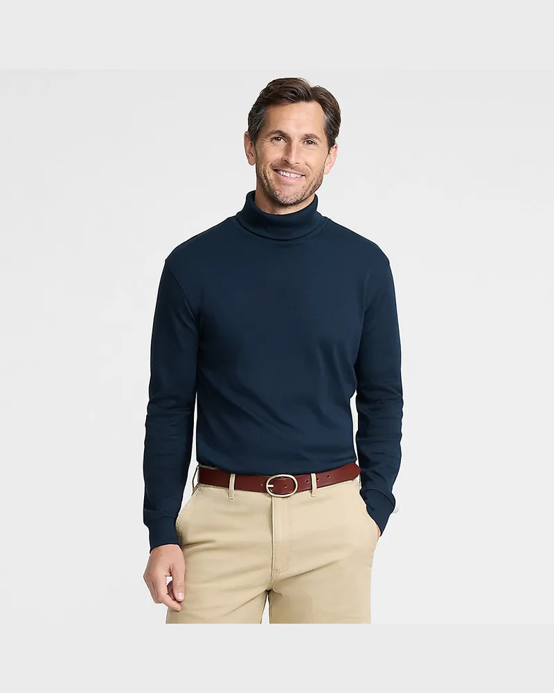 Lands' End Supima Rollkragenshirt, Classic Fit, Herren, Größe regular, Blau, Baumwolle, by Blau