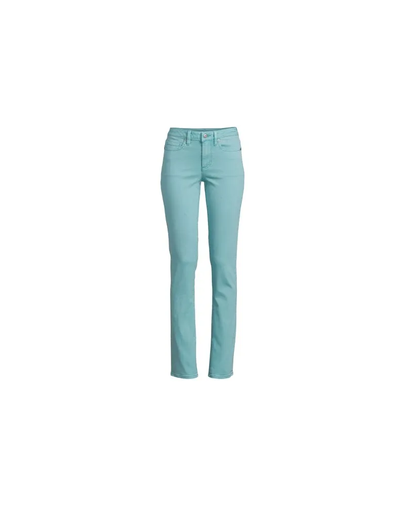 Lands' End Straight Fit Öko Jeans Mid Waist, Damen, Größe plus, Blau, Baumwoll-Mischung/Polyester-Mischung, by Blau