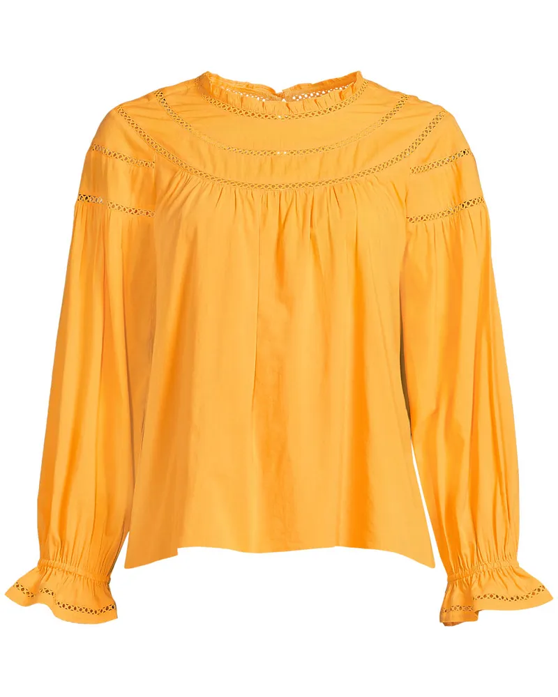 Lands' End Voile-Bluse aus Baumwollmix, Damen, Größe plus, Orange, Baumwoll-Mischung/Viskose-Mischung/Baumwolle Modal, by Orange