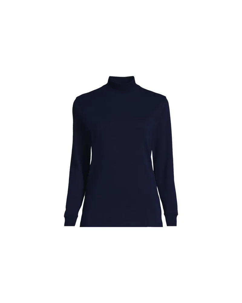 Lands' End Baumwoll-Stehkragenshirt, Damen, Größe:44-46 regular, Blau, Baumwolle, by Blau