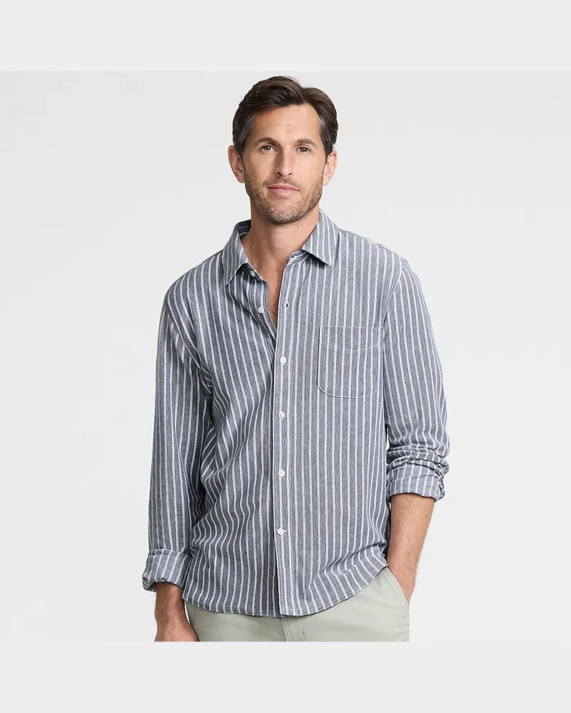 Lands' End Langarm-Oxfordhemd aus Piqué, Classic Fit, Herren, Größe regular, Blau, Baumwolle, by Blau