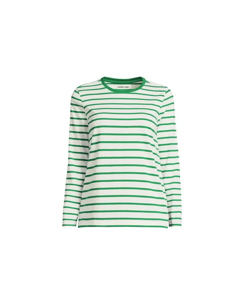Lands' End Supima-Shirt, Langarm, Damen, Größe plus, Weiß, Baumwolle, by Weiß