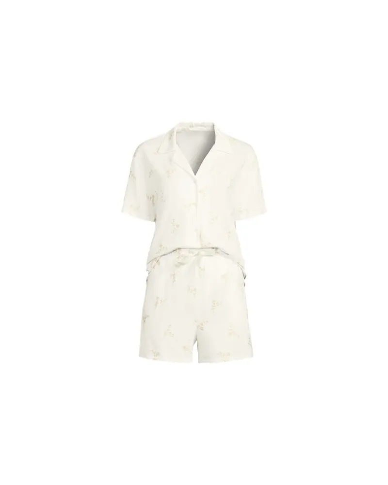 Lands' End Besticktes Pyjama-Set aus Baumwoll-Jersey, Damen, Größe:40-42 petite, Weiß, Baumwolle, by Weiß
