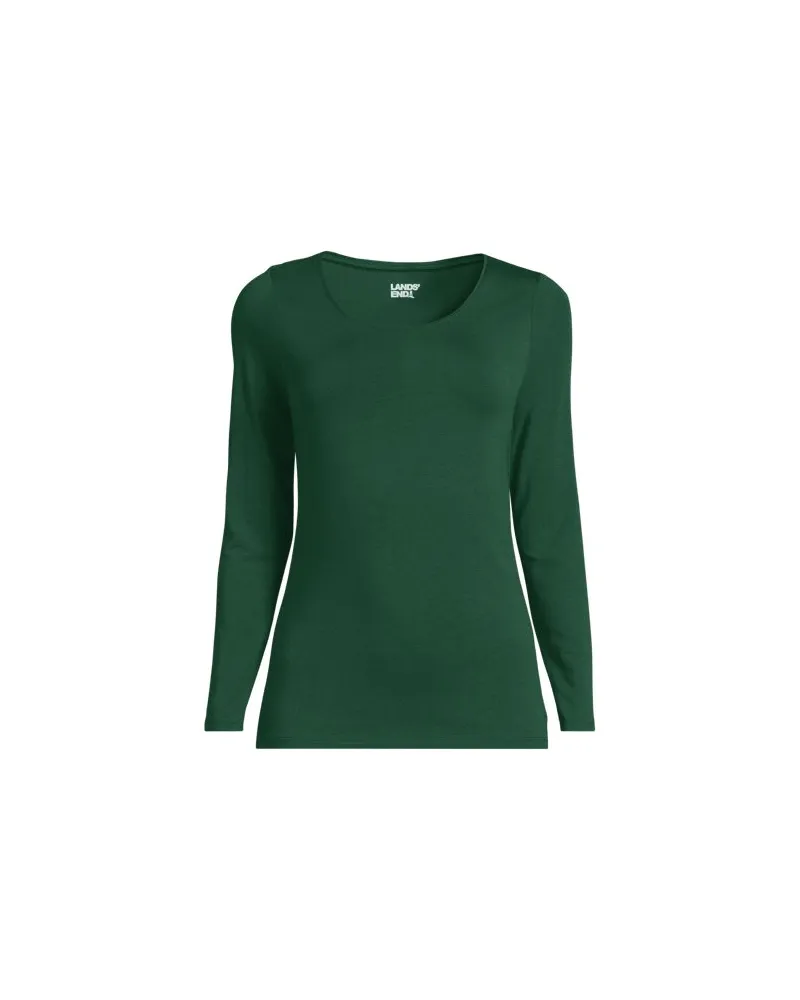 Lands' End Baumwolle/Modal-Shirt mit Ballett-Ausschnitt, Damen, Größe:44-46 regular, Grün, Baumwolle Modal, by Grün