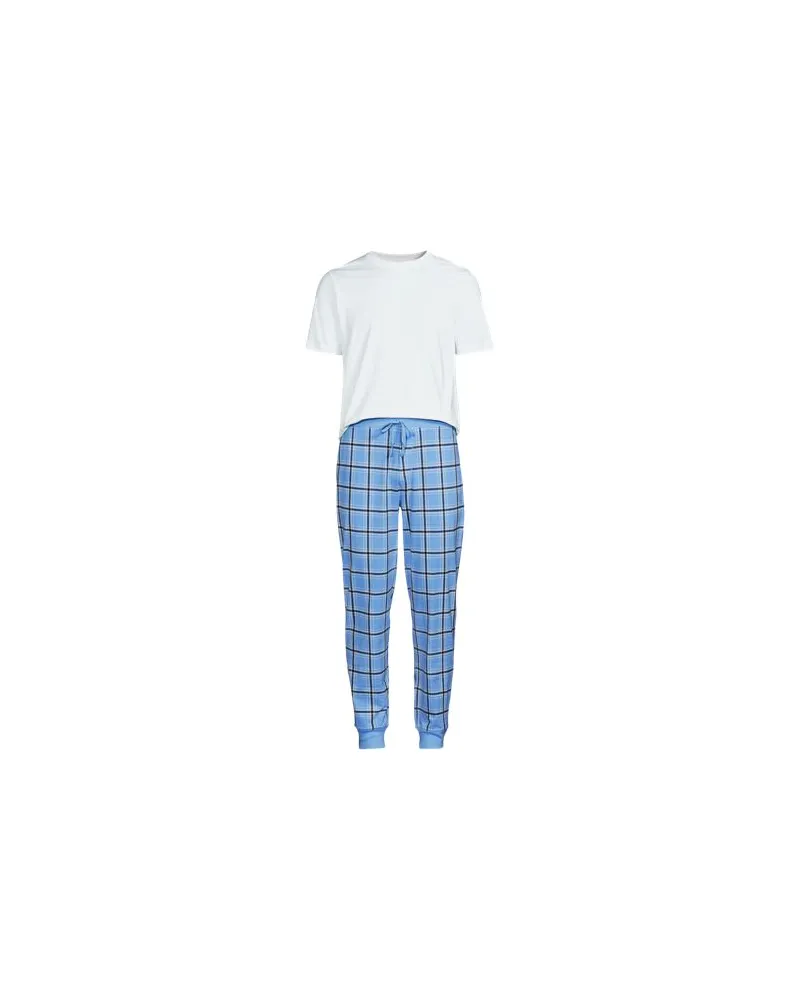 Lands' End Pyjama-Set aus Baumwoll-Jersey, Herren, Größe:52-54 regular, Blau, Baumwoll-Mischung, by Blau