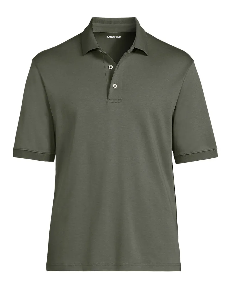 Lands' End Supima Kurzarm-Polo, Classic Fit, Herren, Größe regular, Grün, Baumwolle, by Grün