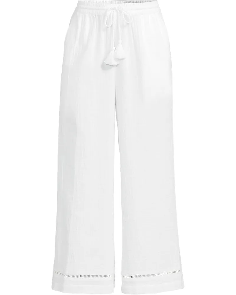 Lands' End 7/8-Schlupfhose aus Musselin, Damen, Größe petite, Weiß, Baumwolle, by Weiß