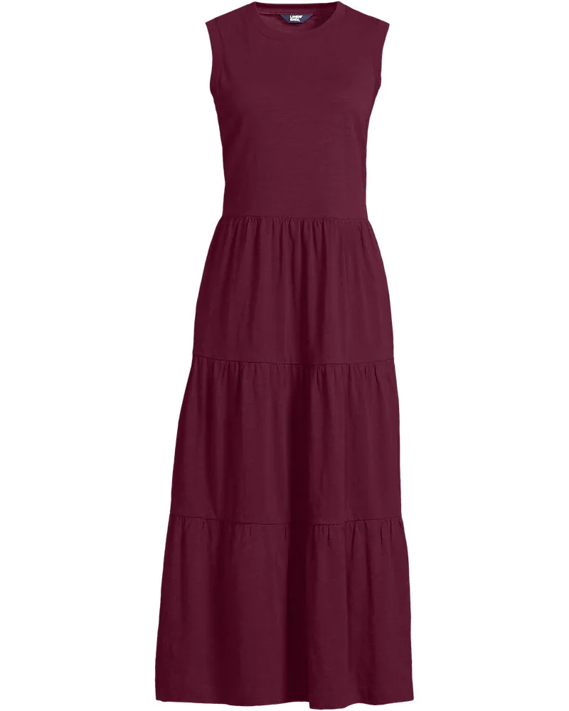 Lands' End Maxi-Baumwollkleid aus Flammgarn, Damen, Größe regular, Rot, Baumwolle, by Rot