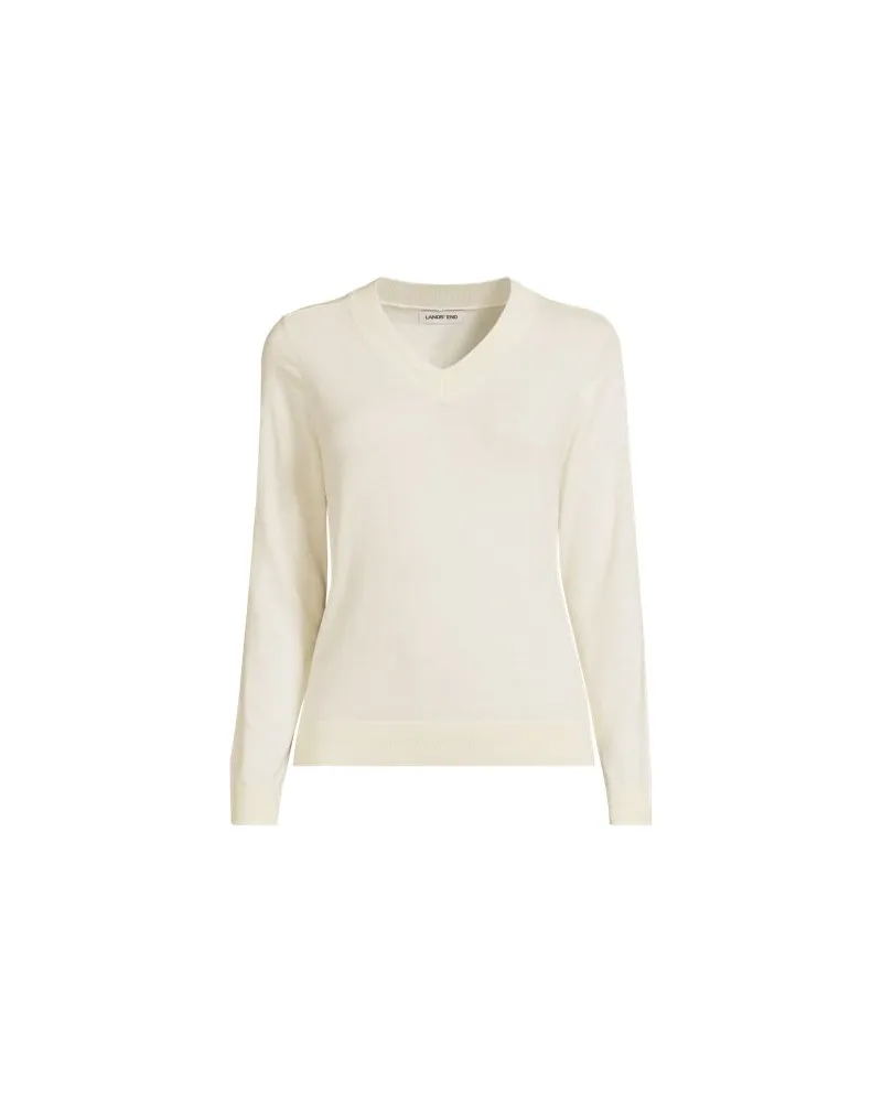 Lands' End Pullover aus Baumwolle/Seidenmix, Damen, Größe:32-34 regular, Weiß, Baumwolle/Seide/Nylon, by Weiß