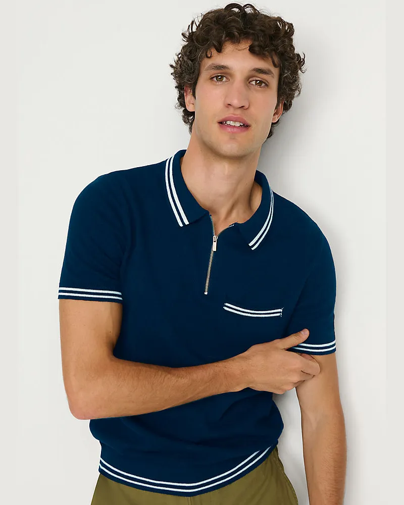 Lands' End Feinstrick-Poloshirt aus Baumwolle/Seiden-Mix, Herren, Größe regular, Blau, Baumwolle/Seide/Baumwoll-Mischung, by Blau