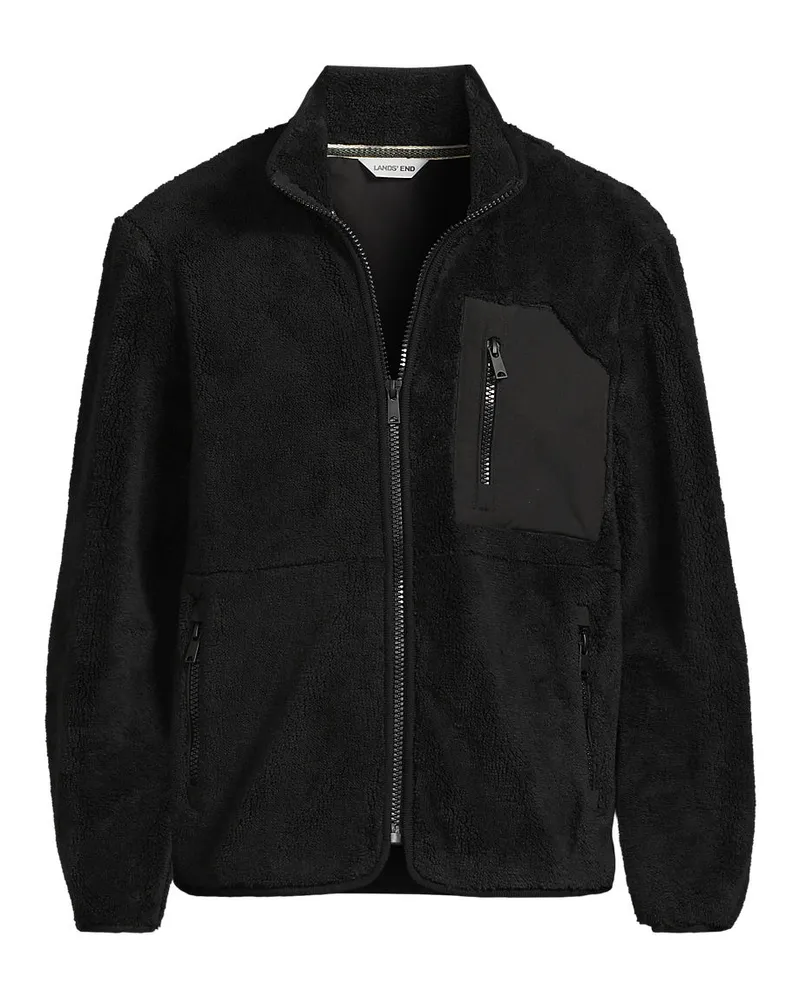 Lands' End Aktiv Wolkenfleece-Jacke, Herren, Größe regular, Schwarz, Baumwolle/Polyester, by Schwarz