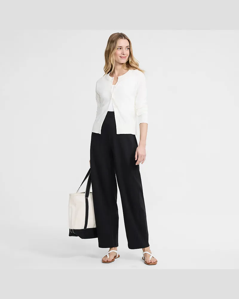Lands' End Sport Knit Barrel-Hose High Waist, Damen, Größe petite, Schwarz, Baumwolle, by Schwarz