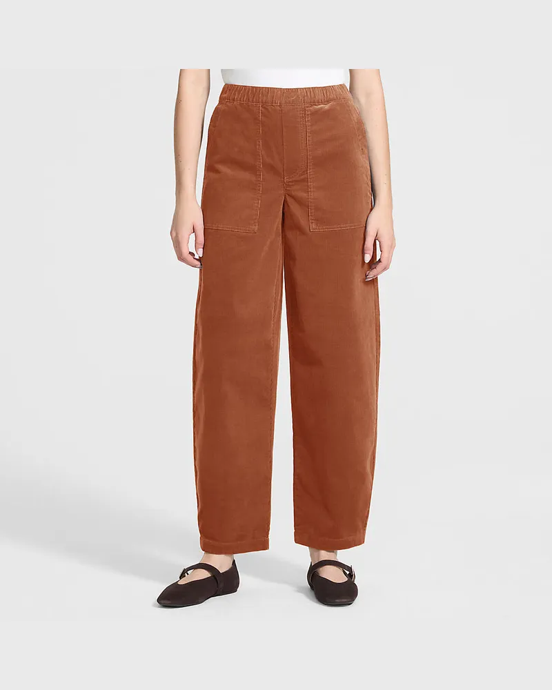 Lands' End Utility-Barrelhose aus Feincord, Damen, Größe regular, Braun, Elasthan/Baumwoll-Mischung, by Braun