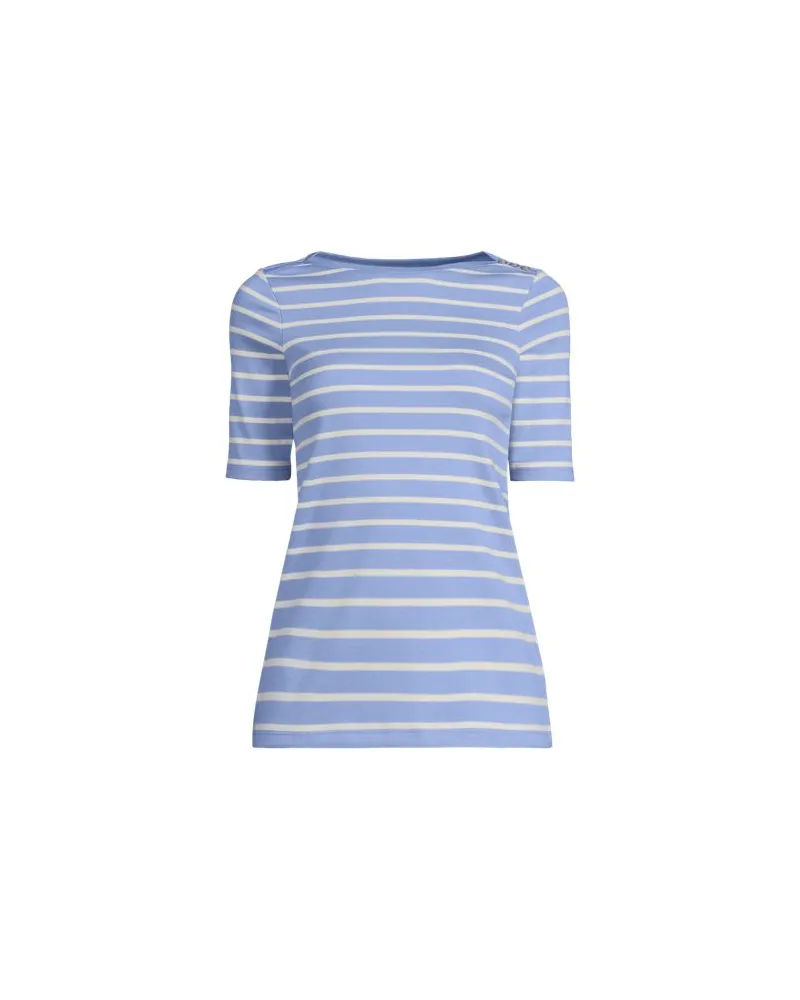 Lands' End Supima-Shirt aus Baumwolle mit U-Boot-Ausschnitt, Damen, Größe plus, Lila, Baumwolle, by Lila