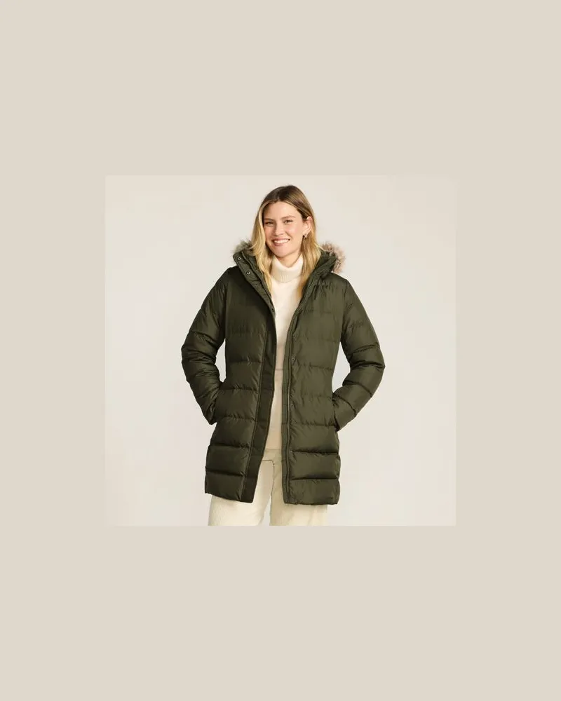 Lands' End Daunenmantel mit Kapuze, Damen, Größe petite, Grün, Polyester, by Grün