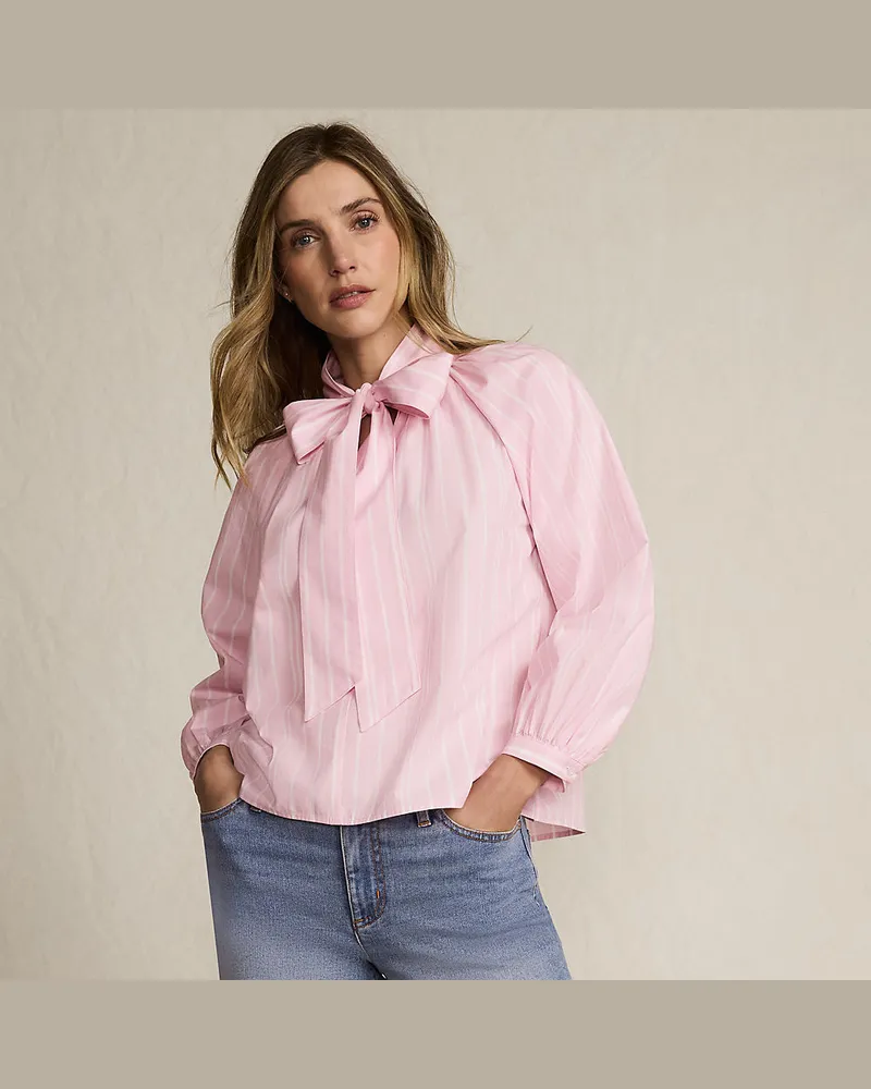 Lands' End Schluppenbluse aus Baumwolle, Damen, Größe regular, Pink, Baumwolle, by Pink