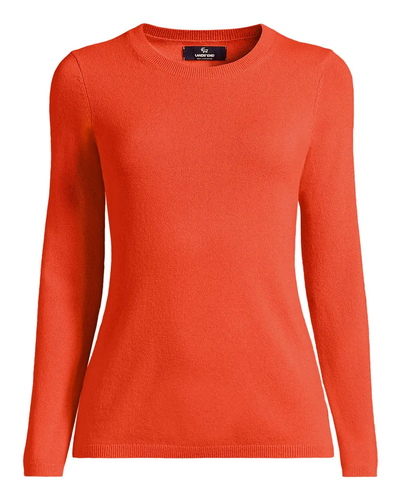 Lands' End Kaschmir-Pullover mit rundem Ausschnitt, Damen, Größe regular, Orange, Kaschmir, by Orange