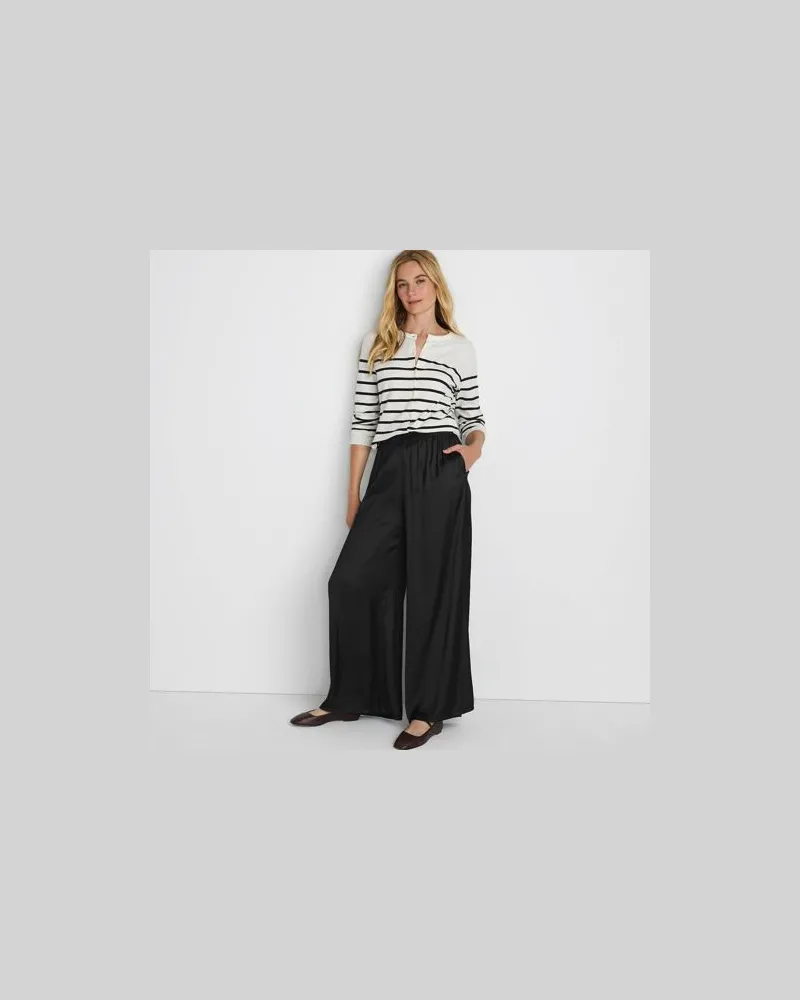 Lands' End Fließende Palazzo-Hose, Damen, Größe:40-42 regular, Schwarz, Polyester, by Schwarz