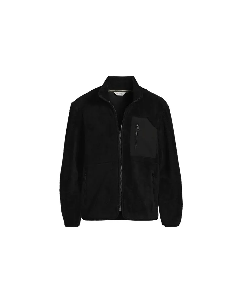 Lands' End Aktiv Wolkenfleece-Jacke, Herren, Größe:44-46 regular, Schwarz, Baumwolle/Polyester, by Schwarz