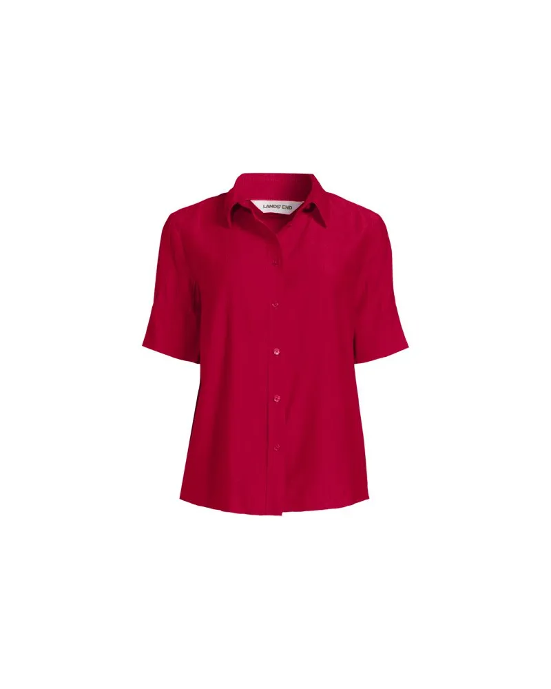 Lands' End Kurzärmelige Bluse, Damen, Größe regular, Rot, Nylon/Viskose, by Rot