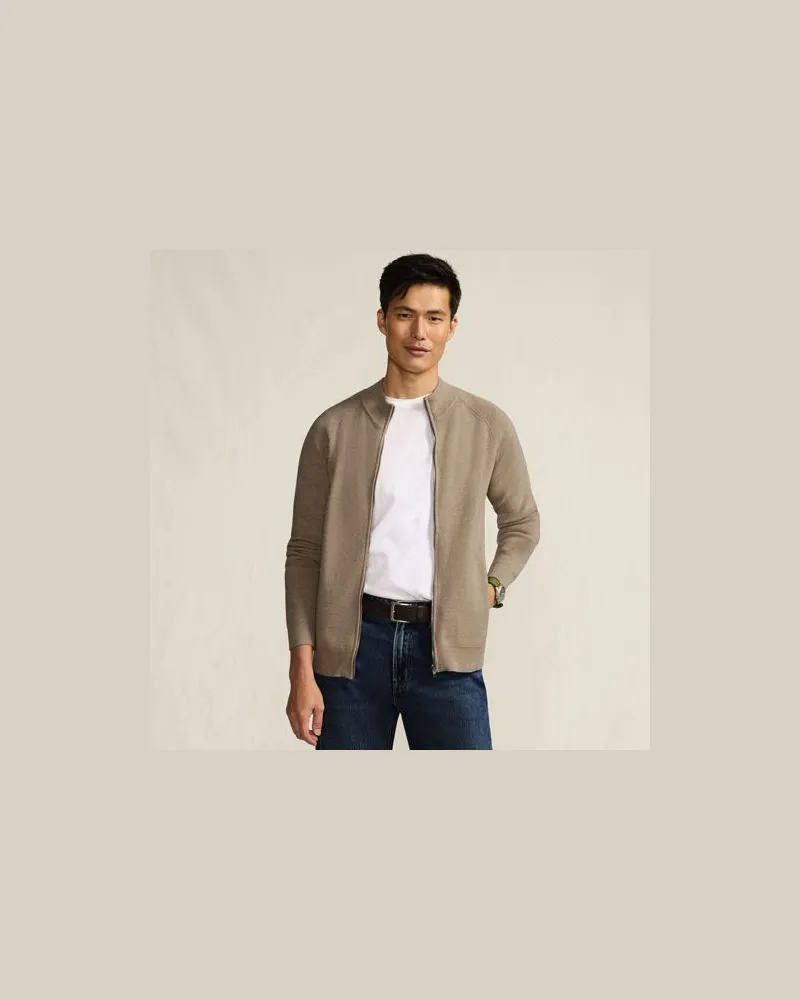 Lands' End Bomberjacke mit Stehkragen, Herren, Größe:44-46 regular, Weiß, Baumwolle/Polyester, by Weiß