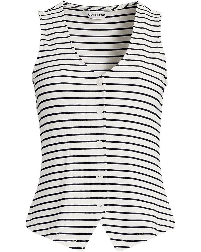 Lands' End Ärmellose Feinstrick-Weste, Damen, Größe plus, Weiß, Elasthan/Viskose/Polyester-Mischung, by Weiß