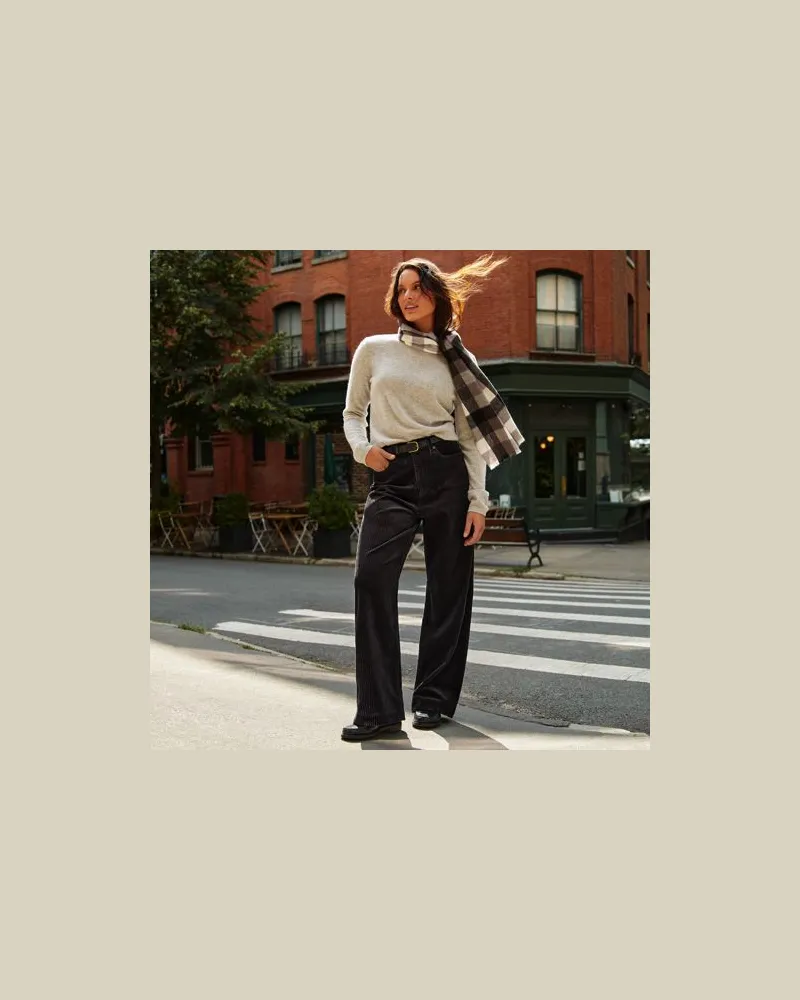 Lands' End Breitcord-Hose High Waist mit weitem Bein, Damen, Größe petite, Schwarz, Baumwoll-Mischung, by Schwarz