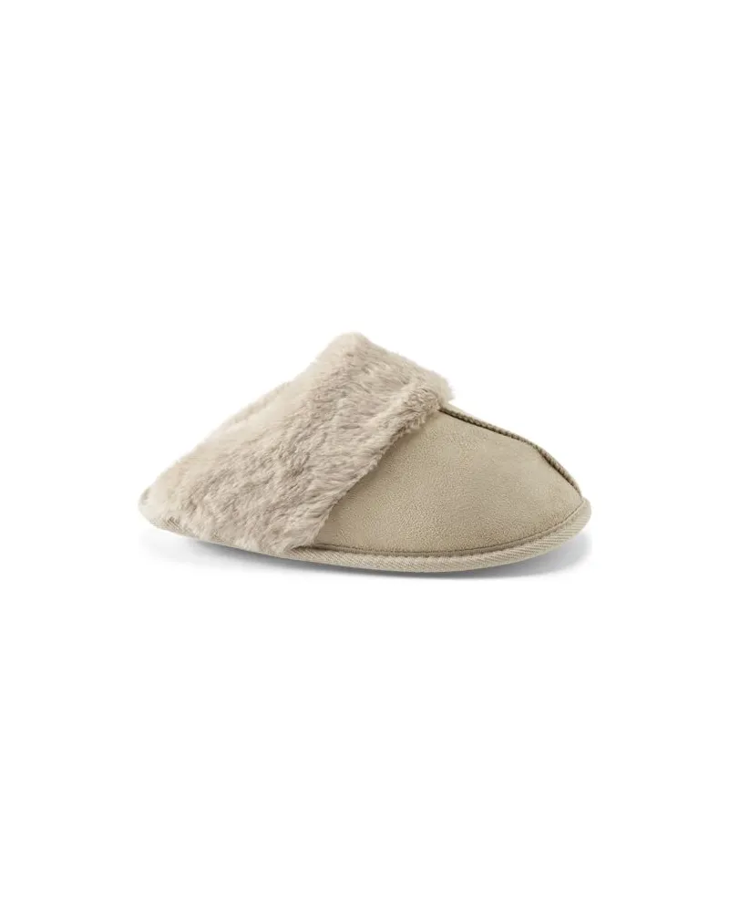 Lands' End Pantoffel in Veloursleder-Optik, Damen, Größe regular, Weiß, Polyester, by Weiß