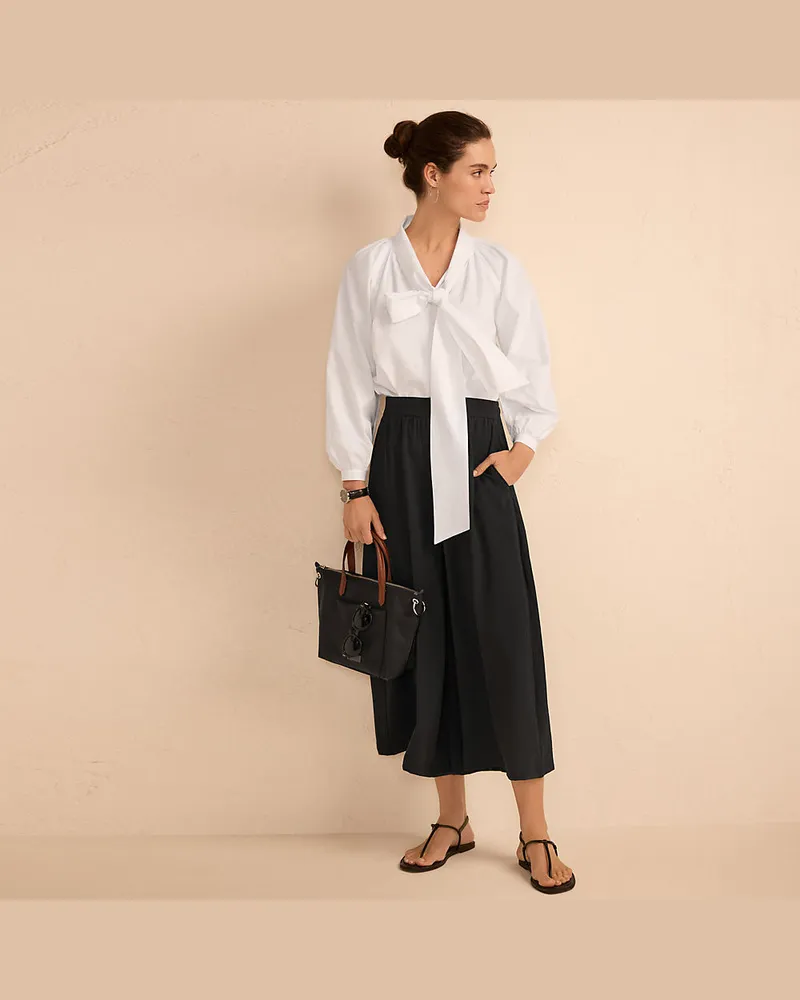 Lands' End Creaseless 7/8-Palazzohose, Damen, Größe regular, Schwarz, Polyester, by Schwarz