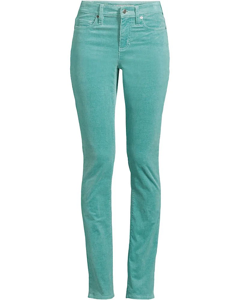 Lands' End Straight Fit Cordhose Mid Waist, Damen, Größe plus, Blau, Baumwoll-Mischung, by Blau