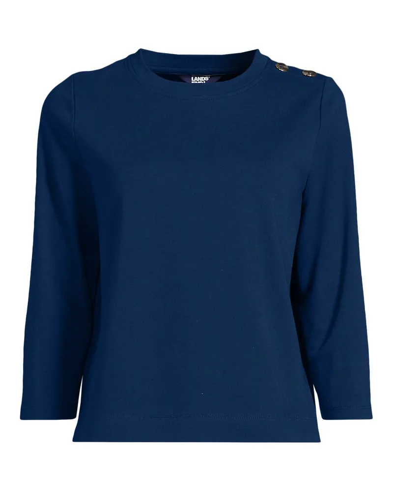 Lands' End Shirt mit Schulterknöpfen, Damen, Größe regular, Blau, Baumwolle, by Blau