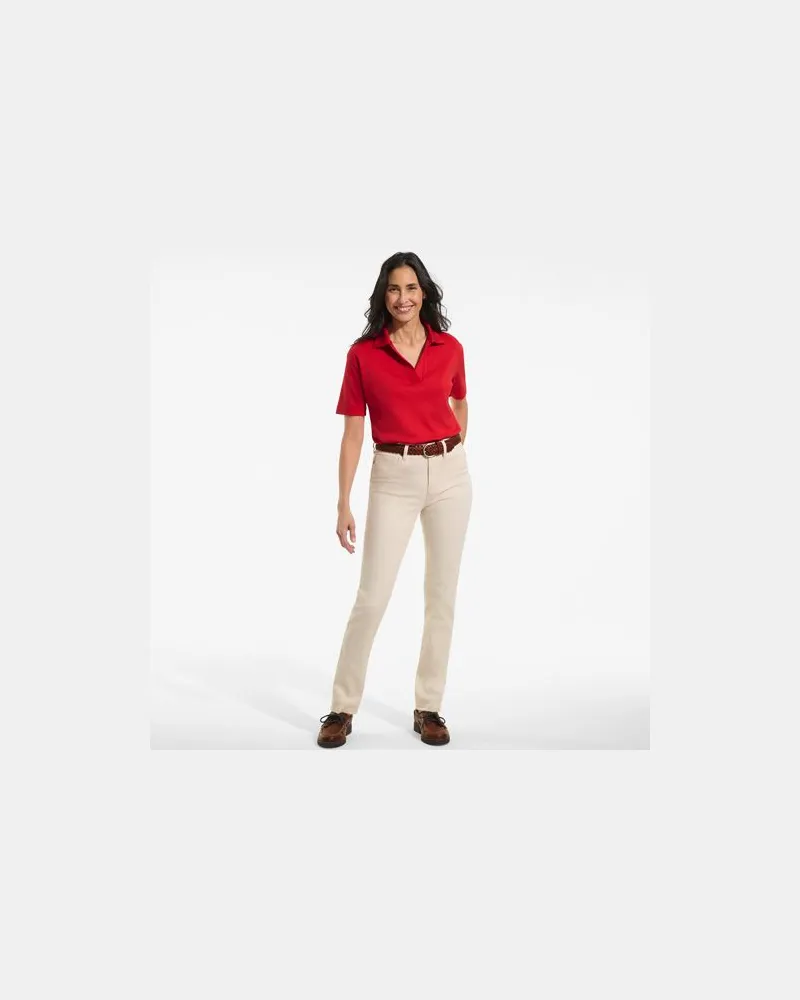 Lands' End Supima Poloshirt mit offenem Kragen, Damen, Größe:44-46 petite, Rot, by Rot