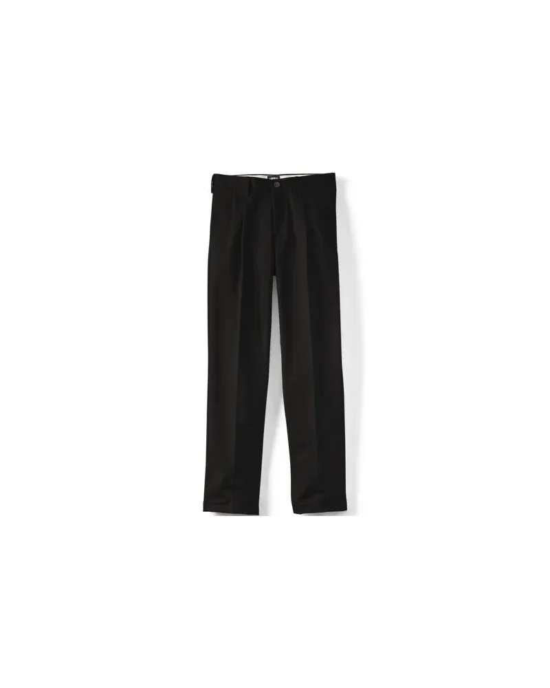 Lands' End CLASSIC COMFORT. Bügelleichte Chino mit Bundfalten, Herren, Größe regular, Schwarz, Baumwolle, by Schwarz