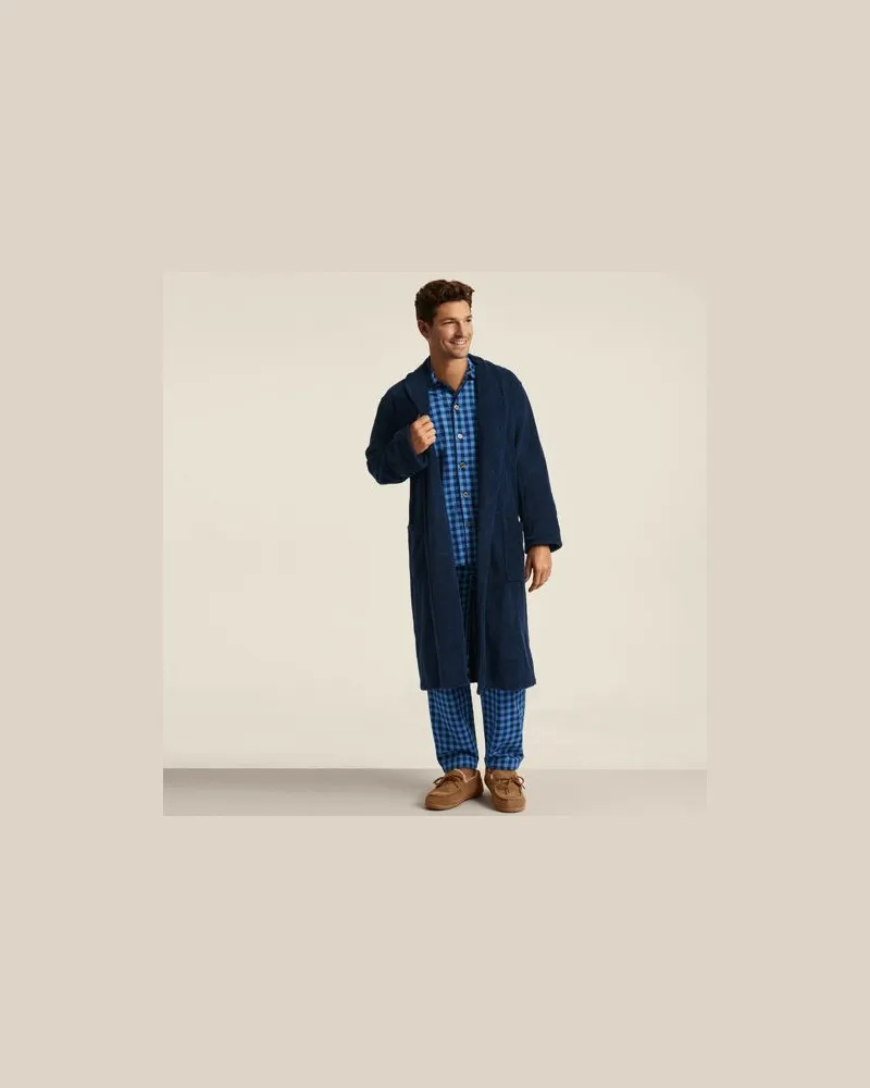 Lands' End Bademantel aus türkischem Frottee, Herren, Größe:44-46 regular, Blau, Baumwolle, by Blau