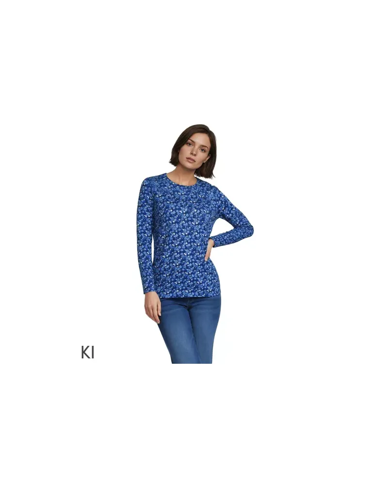 Lands' End Supima-Shirt, Langarm, Damen, Größe petite, Blau, Baumwolle, by Blau