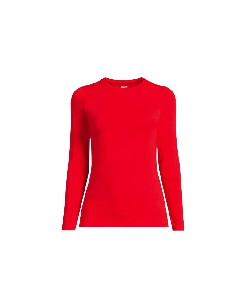 Lands' End Shirt aus Baumwolle/Modal-Mix mit Rundausschnitt, Damen, Größe regular, Rot, Elasthan/Baumwolle Modal, by Rot