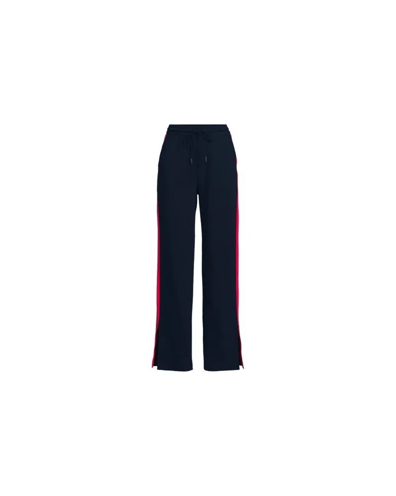 Lands' End Gerade Jerseyhose mit Kontraststreifen, Damen, Größe plus, Blau, Baumwolle, by Blau