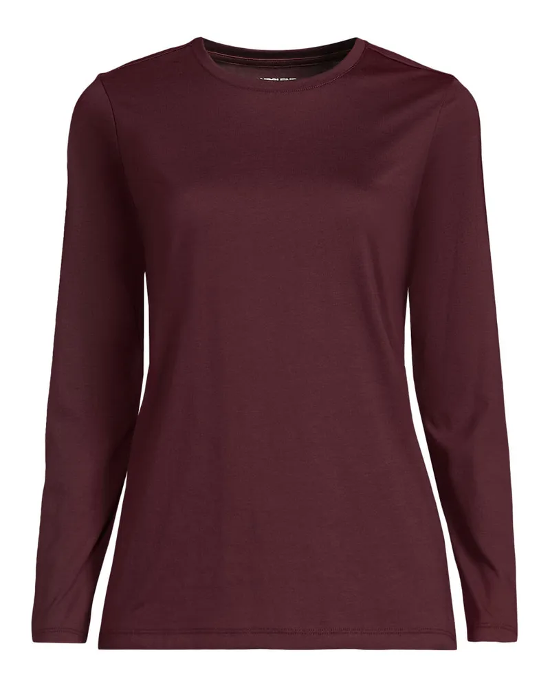 Lands' End Supima-Shirt, Langarm, Damen, Größe petite, Rot, Baumwolle, by Rot