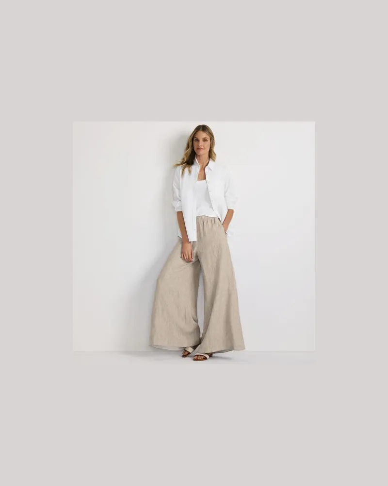 Lands' End Leinen-Palazzohose, Damen, Größe:32-34 petite, Weiß, Leinen, by Weiß