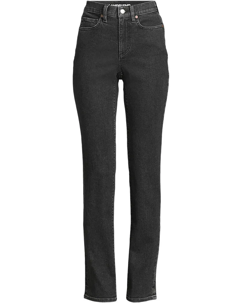 Lands' End Straight Fit Recover Jeans High Waist, Damen, Größe plus, Schwarz, Baumwoll-Mischung/Polyester-Mischung, by Schwarz