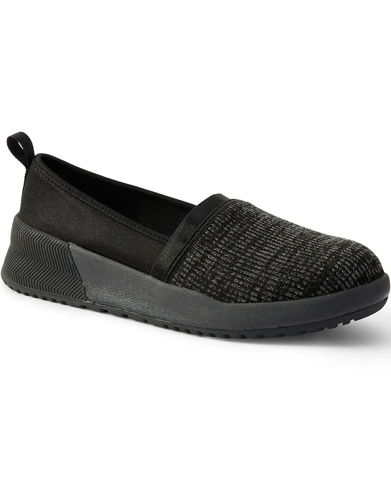 Lands' End Komfort-Stoffschuhe mit Keilabsatz, Damen, Größe regular, Schwarz, Polyester/Gummi, by Schwarz