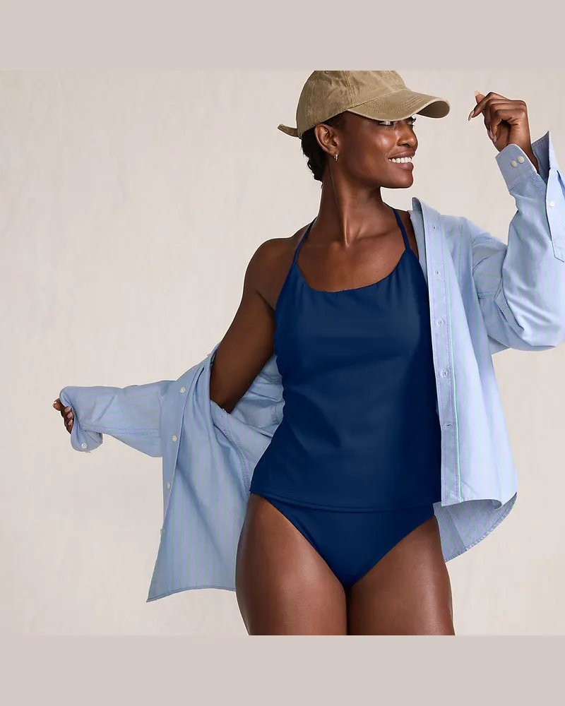 Lands' End Komfort-Tankinitop mit gekreuzten Trägern, Damen, Größe regular, Blau, by Blau
