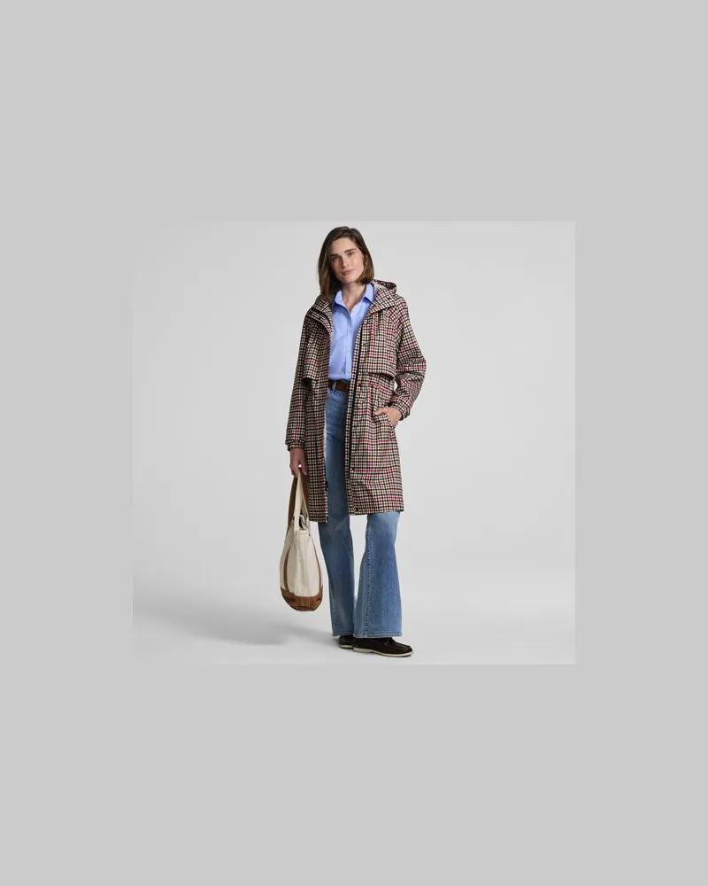 Lands' End Verstaubarer wasserdichter Squall Kapuzen-Regenmantel Gemustert, Damen, Größe petite, Orange, Polyester, by Orange