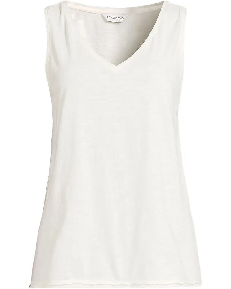 Lands' End Baumwolltop aus Flammgarn, Damen, Größe regular, Weiß, Baumwolle, by Weiß