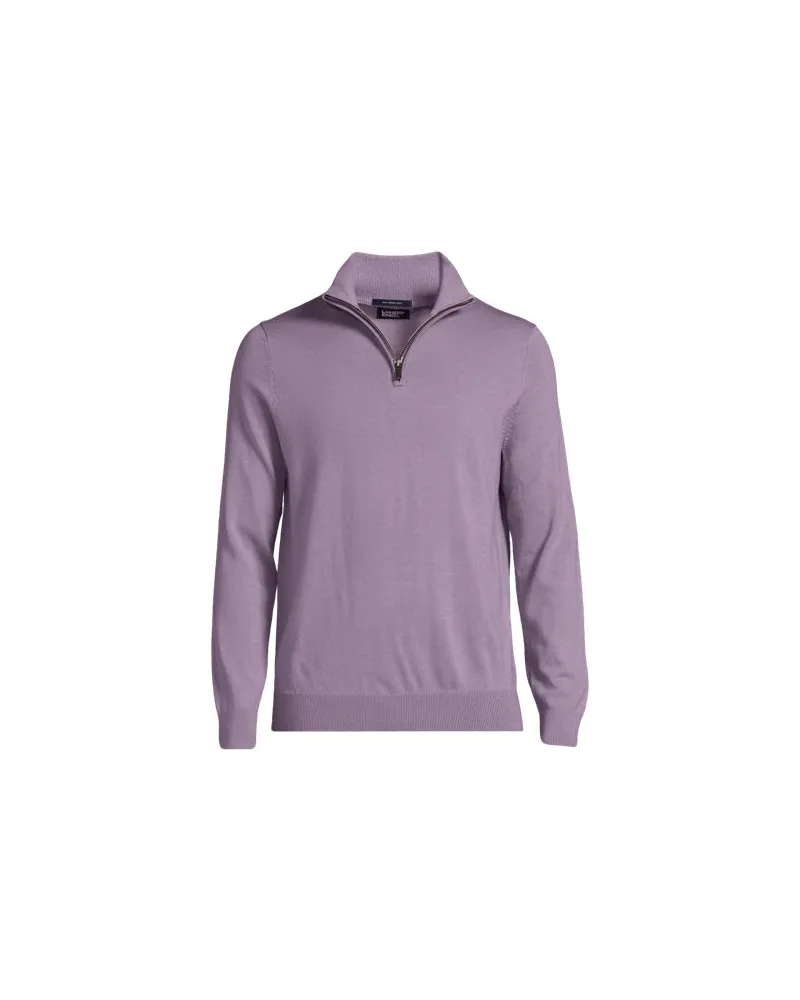 Lands' End Merino-Pullover mit Zipper, Herren, Größe:44-46 regular, Lila, by Lila