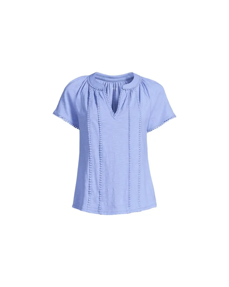 Lands' End Flammgarn-Shirt mit Tunika-Ausschnitt, Damen, Größe plus, Lila, Baumwolle, by Lila