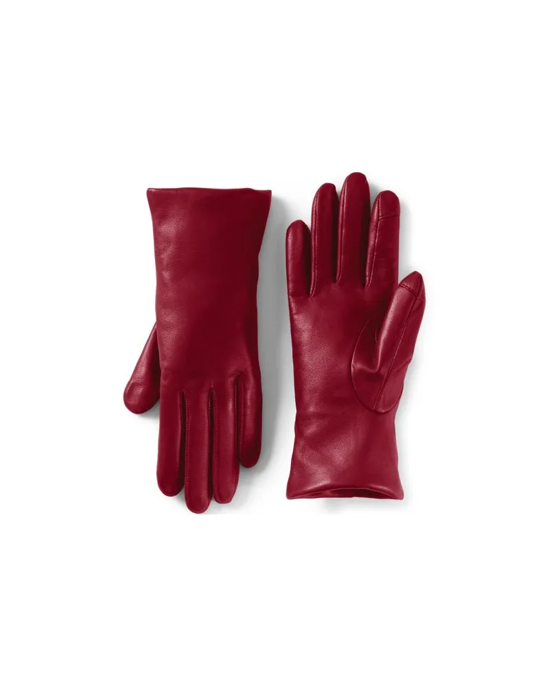 Lands' End Lederhandschuhe mit Kaschmirfutter, Damen, Größe regular, Rot, Kaschmir/Leder, by Rot