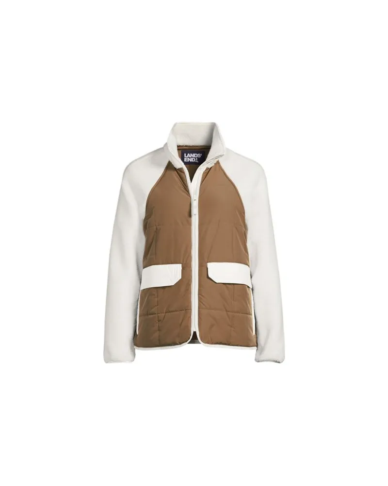 Lands' End Steppjacke mit Teddy-Ärmeln, Damen, Größe plus, Weiß, Polyester, by Weiß