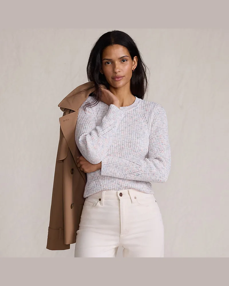 Lands' End Rippstrick-Pullover aus Baumwollmix, Damen, Größe regular, Orange, Polyacryl/Viskose/Baumwoll-Mischung, by Orange