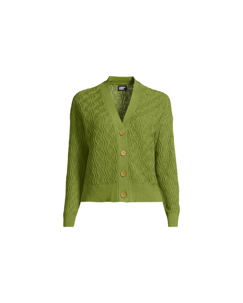 Lands' End Cardigan aus Leinenmix, Damen, Größe:32-34 regular, Grün, Baumwolle/Leinen/Baumwoll-Mischung, by Grün